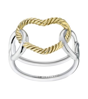 Дамски пръстен в сребристо и златисто с сърце размер 14 снимка