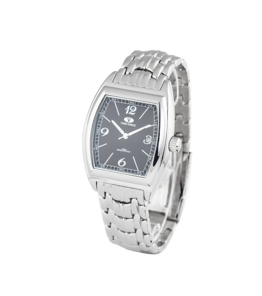 Мъжки сребрист часовник с черен циферблат снимка