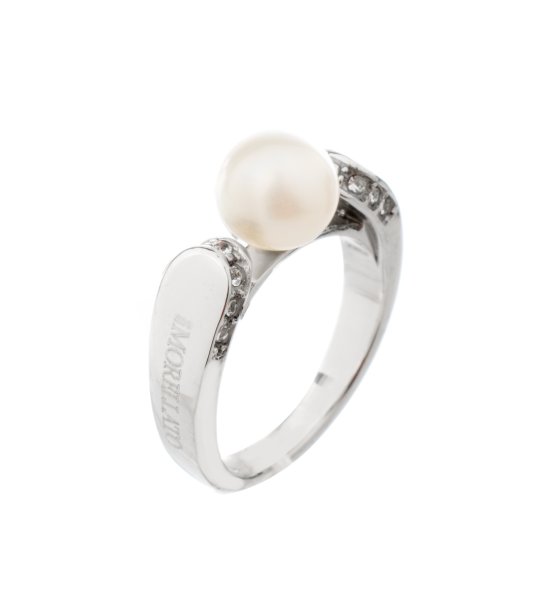 Дамски сребрист пръстен с перла  снимка