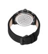 Мъжки черен часовник с кожена каишка -1 снимка