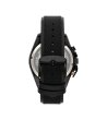 Мъжки черен часовник с кожена каишка -1 снимка