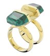 Златист дамски пръстен със зелен кристал LUCENT Swarovski-1 снимка