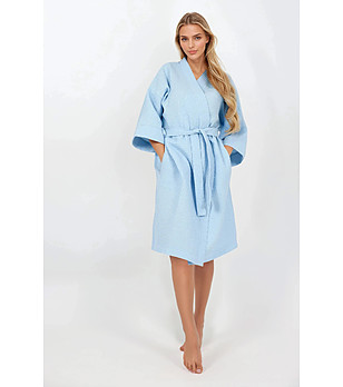 Светлосин дамски халат BLUE LADY снимка