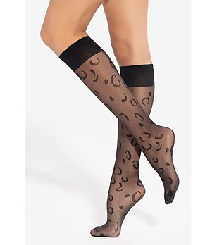 Черни чорапи до коляното с десен Trendy Line 20 DEN снимка