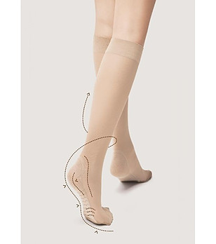 Светлобежови чорапи до коляното с масажен ефект BODY CARE MASSAGE 20 снимка