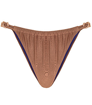 Кафяво долнище на бански бразилиана с набрани детайли SOFT AESTHETIC снимка