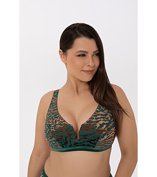 Зелено горнище на бански с V-образна детайл NATURE'S MELODY снимка