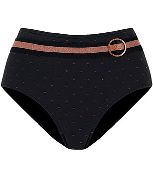 Черно долнище на бански с висока талия и колан GILDED STAR снимка