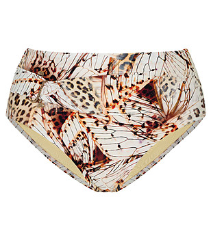 Бяло-кафяво долнище на бански с висока талия STAY WILD снимка