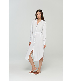 Бяла рокля тип риза с копчета Vivi снимка