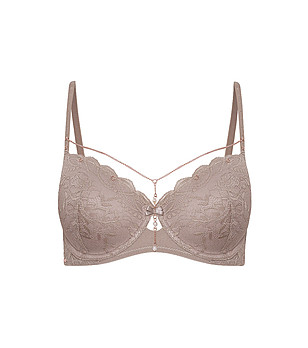 Кафяв дантелен сутиен с повдигащ ефект CHARMING снимка