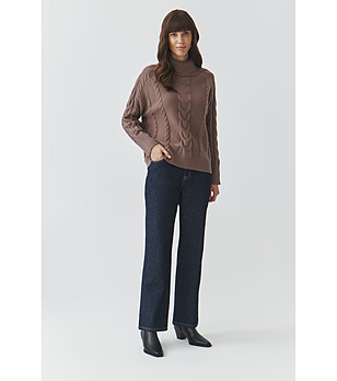 Дамски памучни тъмносини дънки с прав крачол LANKAMIA снимка