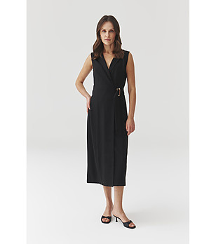 Черна рокля без ръкави с колан ROSALIND снимка