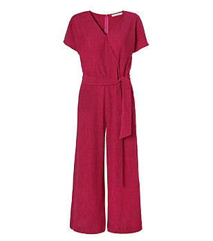 Дамски гащеризон в цвят малина с колан KOREKI 1 снимка