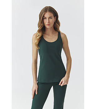 Тъмнозелен топ с широки презрамки YUMI снимка