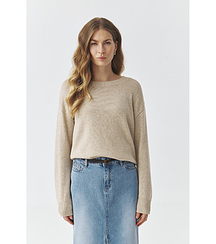 Дамски пуловер в бежов меланж  JOEL снимка