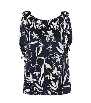 Тъмносин топ с флорален принт RAIA снимка