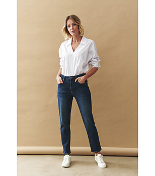 Тъмносини памучни дамски дънки TILLY снимка