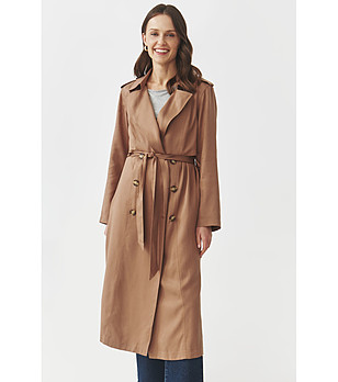 Дамско палто в цвят камел NATIS снимка