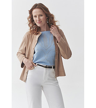 Бежово дамско яке с копчета EDDIE снимка