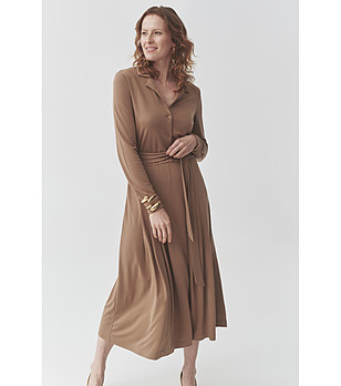 Рокля в цвят камел SANDY снимка