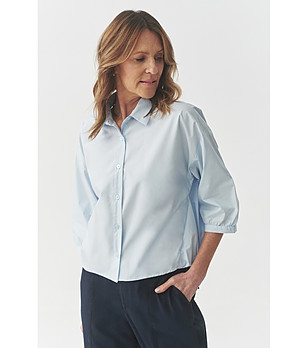 Светлосиня памучна дамска риза  DOVE снимка