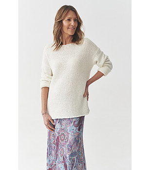 Дамски пуловер в екрю с памук ALYA снимка