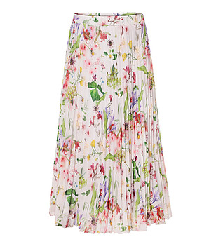 Бежова плисирана пола с флорален принт MIRAMA снимка