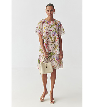 Бежова рокля с флорален десен MONROSE 1 снимка