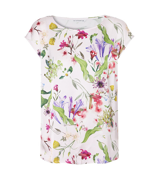 Бежова дамска блуза с флорален принт AFELI снимка