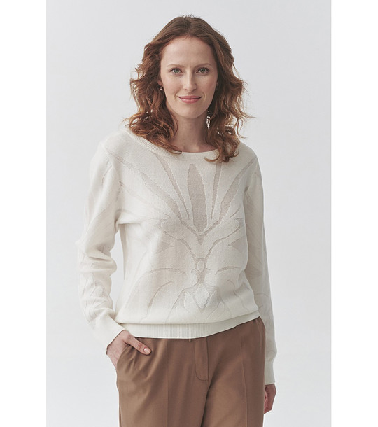 Дамски пуловер в екрю FINN с памук снимка