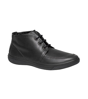 Черни кожени мъжки боти с връзки снимка