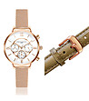 Дамски розовозлатист часовник с верижка и каишка Lina-0 снимка