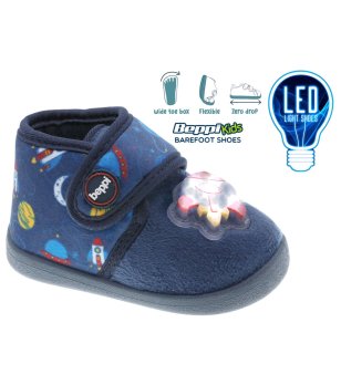 Тъмносини детски пантофи с LED светлина BAREFOOT снимка