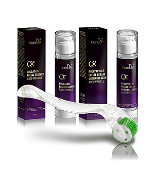 Комплект против бръчки с колаген, пептиди и дермаролер снимка