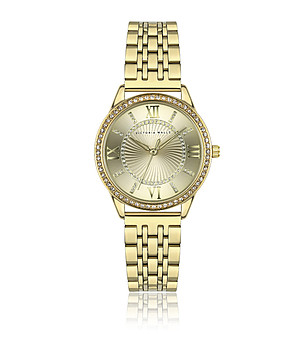 Дамски златист кварцов часовник с метална верижка снимка