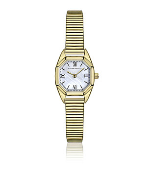 Дамски златист часовник с бял перлен циферблат снимка