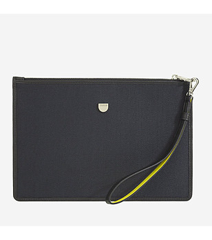 Черна дамска чантичка тип клъч с геометричен релеф Bogota снимка