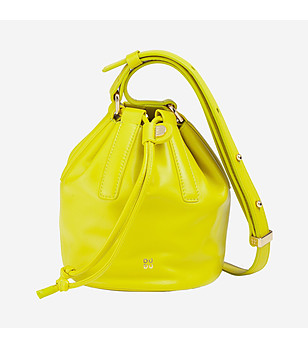 Лимоненожълта дамска кожена чанта Filicudi снимка