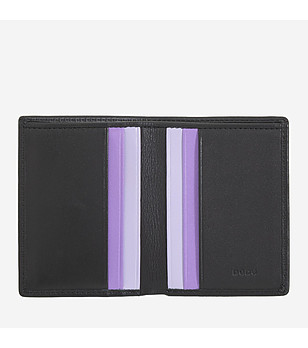 Черен мъжки портфейл RODI с лилави детайли снимка