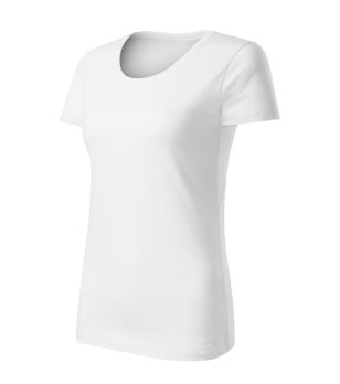 Бяла дамска тениска с вталена кройка от органичен памук Kara снимка