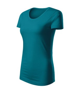 Тюркоазена дамска тениска от органичен памук Kara снимка