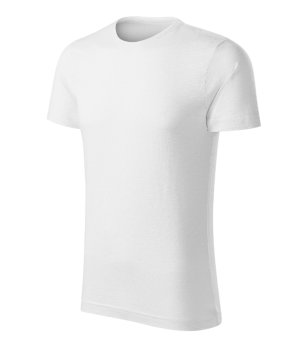 Бяла мъжка тениска с обло деколте Slub от органичен памук снимка