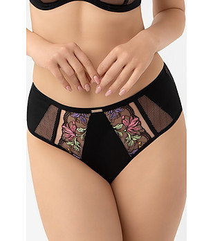 Черни бикини бразилиана с бродирана дантела LILU снимка