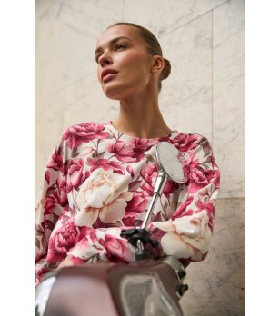 Дамшен суитшърт с флорални мотиви снимка