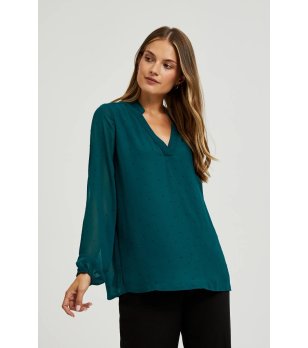 Дамска зелена риза с дълъг ръкав снимка