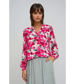 Дамска фуксия риза с флорален принт снимка