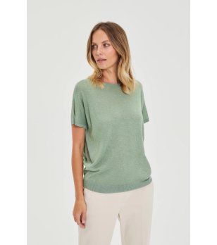 Дамска зелена блуза с къс ръкав снимка