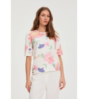 Дамска блуза в екрю на цветя снимка