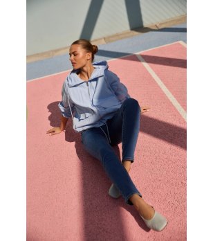 Дамски сини дънки слим снимка